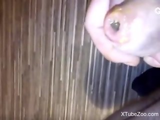 Horny male loads worms in his penis during cam solo